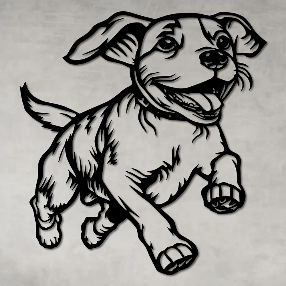 1 قطعة آرت ديكو تشغيل الكلب جدار الفن المعدني، النحت الحديث الإبداعي، ديكور شرفة الفناء الداخلي والخارجي، ديكور المنزل الفريد #6