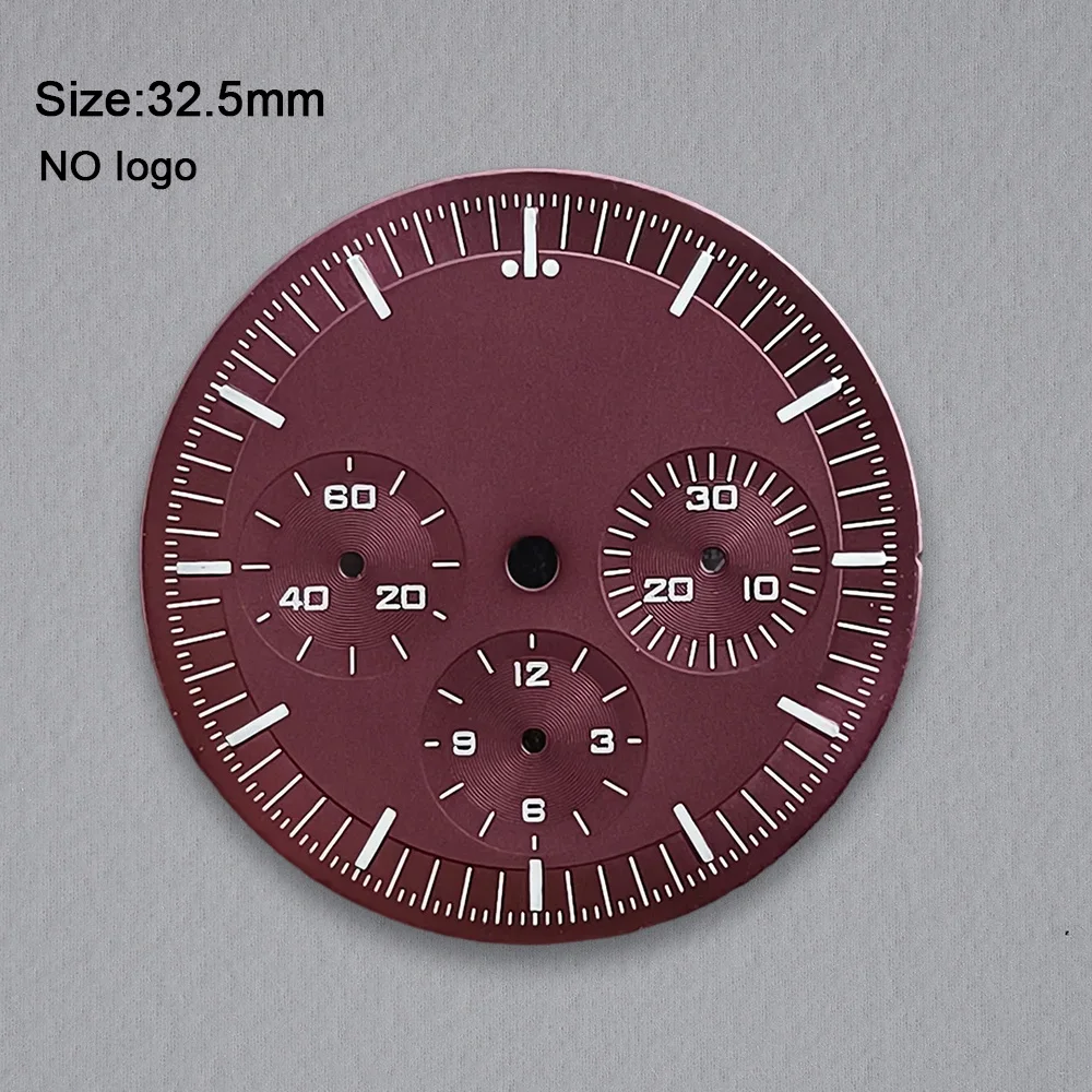 32.5mm No Logo Watch Blank Dial For VK63 Movement Green Luminous Custom Logo Watch Dials Hands Watch Modification Accessories