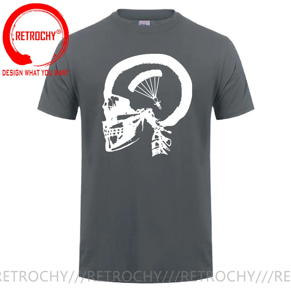 Unique Skull Design Skydiving In My Brain T-shirt Short Sleeved Cotton T Shirt Tops Tees O Neck Crazy Big Tall Plus Size 5XL 6XL image 4
