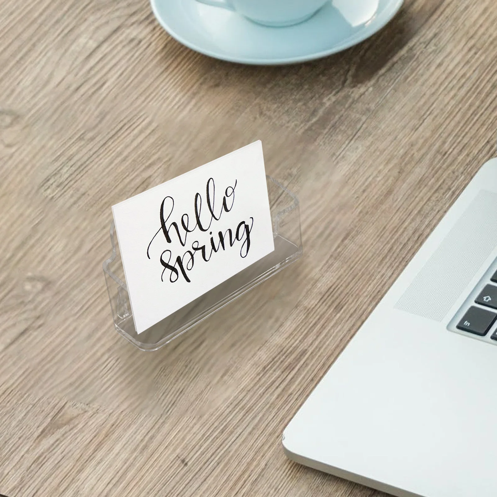 

4Pcs Acrylic Business Cards Holder Clear Desktop Card Stand for Professional Office Desk Organization and Card Display Storage