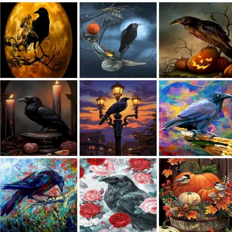 

GATYZTORY Acrylic Paint By Numbers For Adults Black Crow Drawing On Number Diy Crafts Wall Decor Gift Coloring With Number Arts