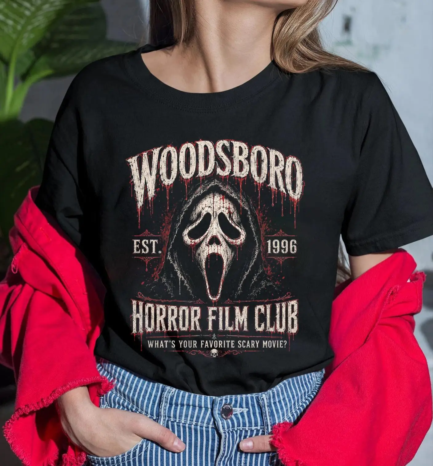 Vintage Woodsboro Est 1996 Comfort Colors T-Shirt Halloween Whats Your Favorite Scary Movie Tee Horror Movie Fan Gift Men Women