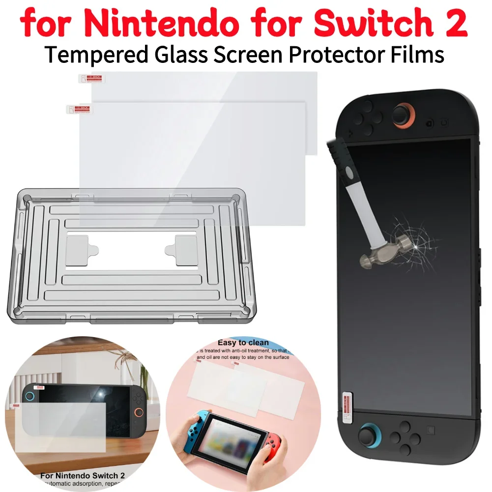 2 Stück Gehärtete Glas-Displayschutzfolien für Nintendo Switch 2 Spielkonsole Bildschirmschutzfolie Spielzubehör