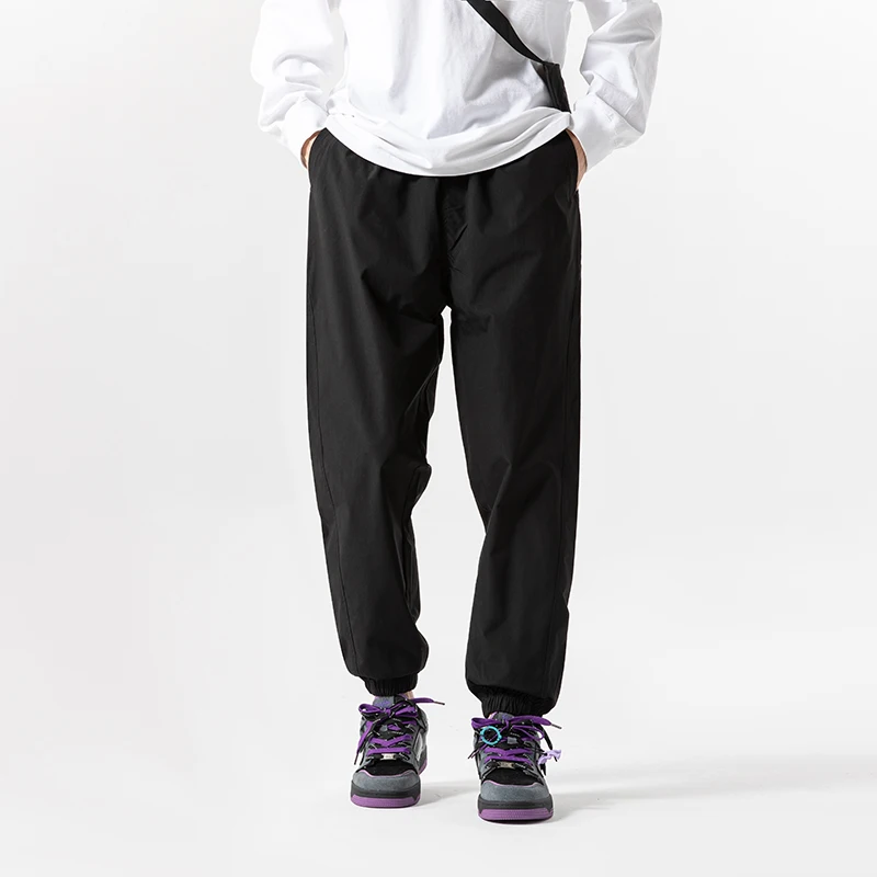 Men's Spring Autumn Solid Pockets with Bound Feet Harlan Casual Workwear High Waisted Trousers Office Lady Vintage Pants