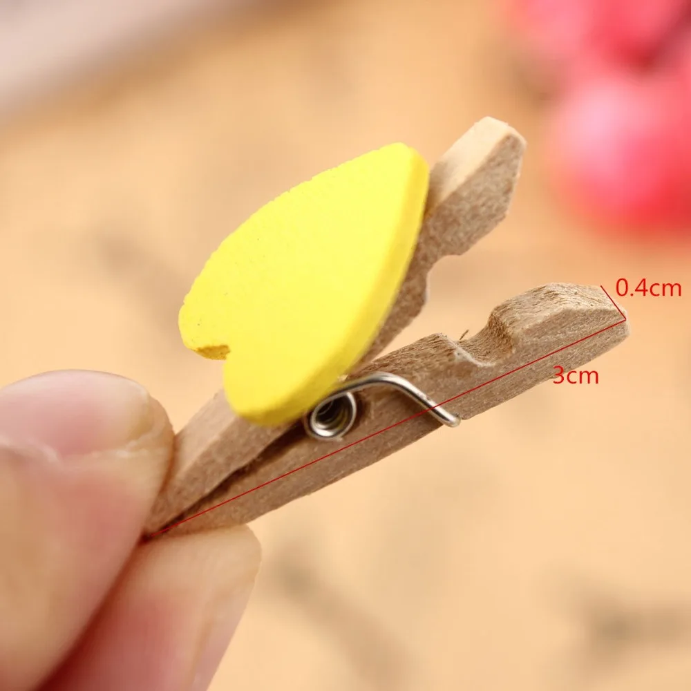 50Pcs Mini 1.18in Wooden Clothespins Colored Photo Clips Mini Photo Clips Craft Clip Classroom