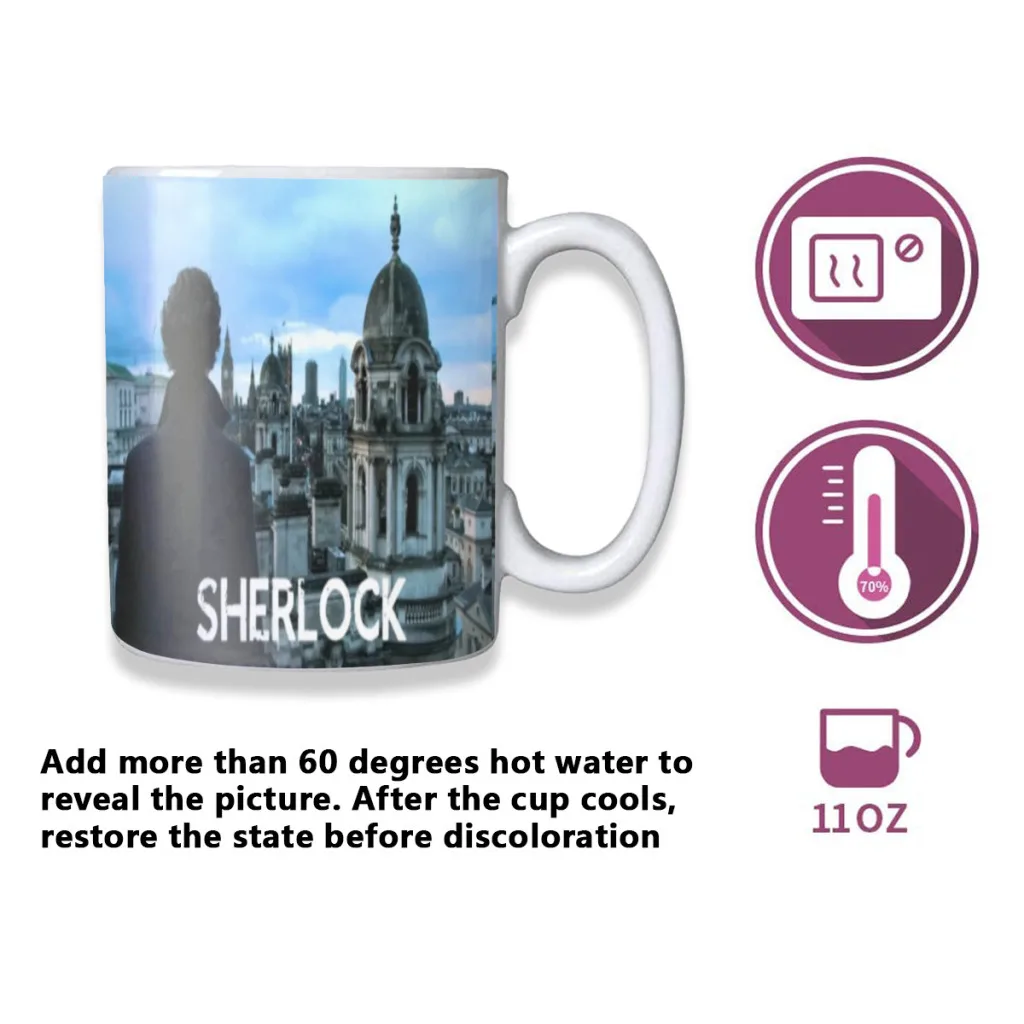 Reasoning TV Sherlock Free shipping Mug Changing Color Ceramic Coffee Mugs Magic Tea Cup Best Gift For Your Friends