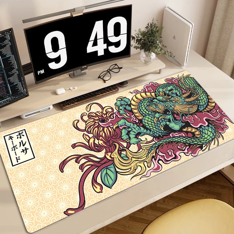 

Large Mouse Mat Game Locking Edge Desk Mat Japanese Dragon Mouse Pad Gamer Rubber Computer Mousepad Laptop HD Print Keyboard Pad