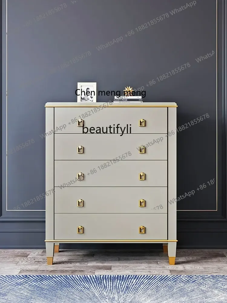 cc182R Amerikanischer heller Luxus-Schlafzimmer-Aufbewahrungsschrank aus massivem Holz, Kommode, Schließfach, Wohnzimmer, Wand, 5-Kommode
