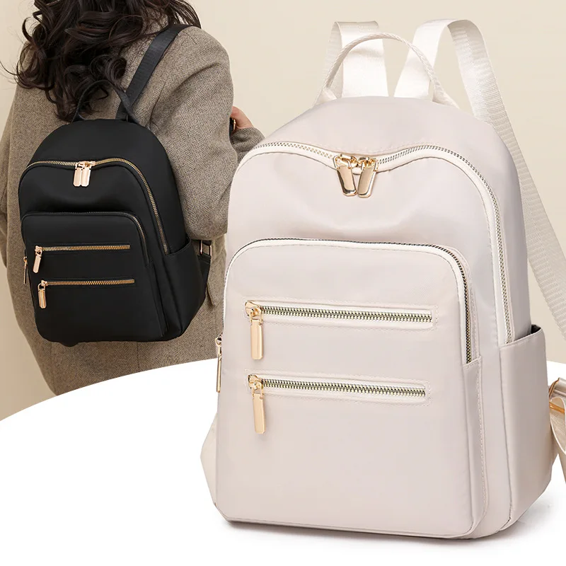 Women's Backpack Solid Color Large Capacity Travel Bag Student Schoolbag Fashion High Appearance Level Backpack Wholesale