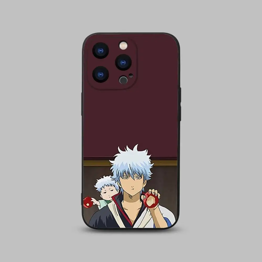 เคสโทรศัพท์ลายอนิเมะ G-GinTamaS สำหรับ iPhone 17,16,15,14,13,12,11,Pro,Max,Plus,X,XS,SE4,E,Mini,เคสนิ่มสีดำ