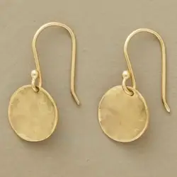 Minimalist Personality Round Earrings Vintage Gold Color Metal Small Wafer Dangle Earrings for Women Jewelry