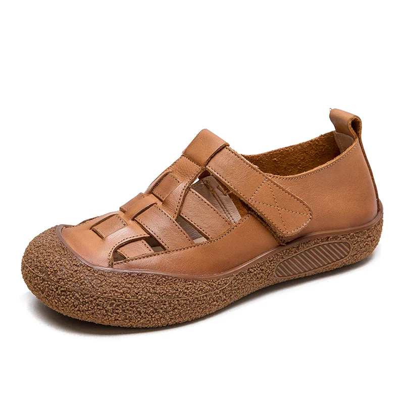 Myjyjz 3cm Cow Weave Genuine Leather Platform Wedge Flats Pumps Fashion Ethnic Slipper Women Hollow Summer Slip on Sandals