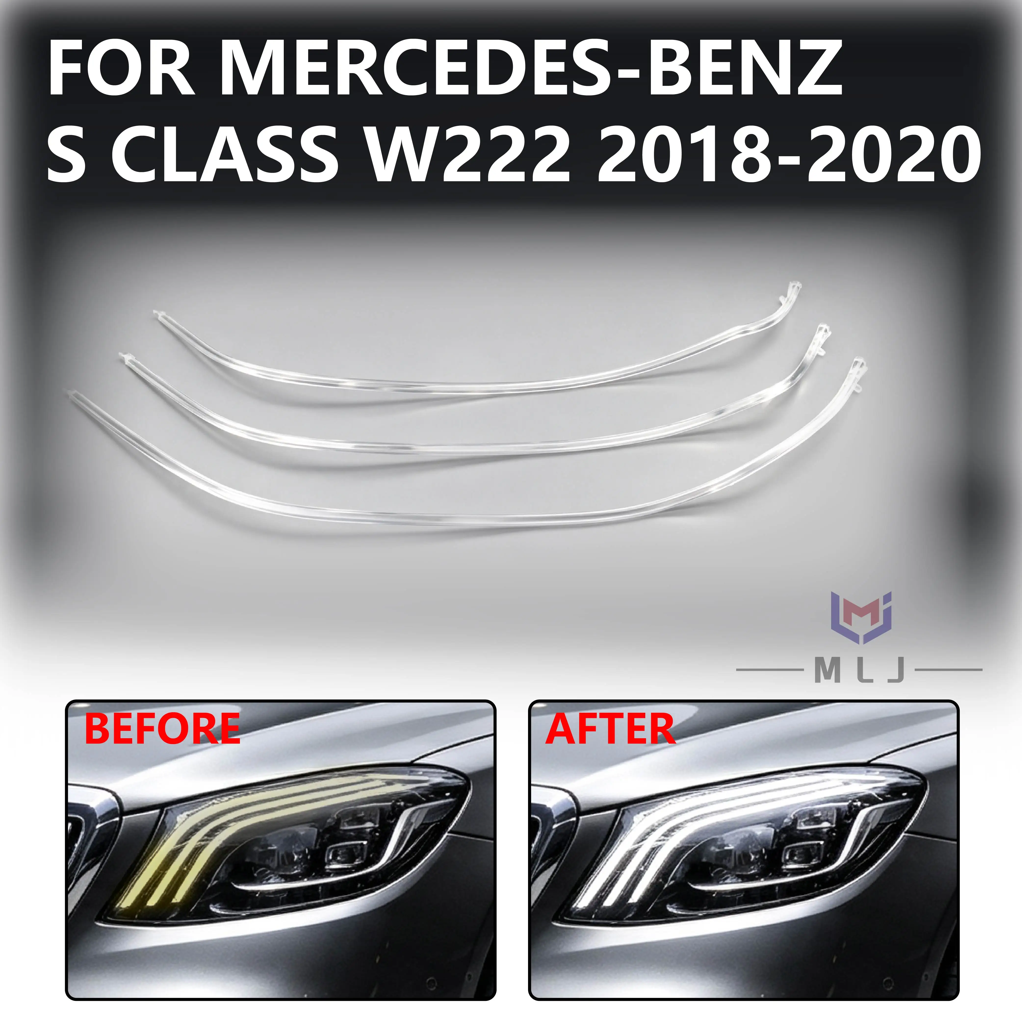 For 2018 2019 2020 Mercedes-Benz S CLASS W222 Headlight Light Guide Tube LED Angel Eye Light Guide Strip DRL Bar Car Accessories