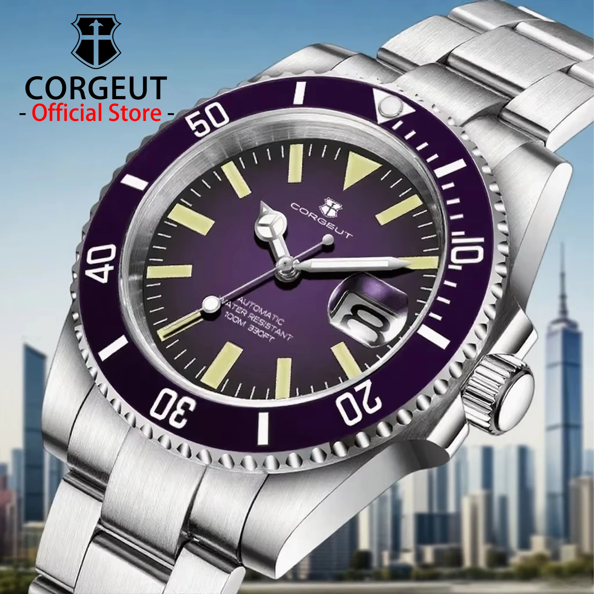 

CORGEUT OFFICIAL 40mm NH35 Movement Luxury Men Watches Automatic Mechanical Sapphire Glass Wrist Watch For Men 10Bar Dive Clock
