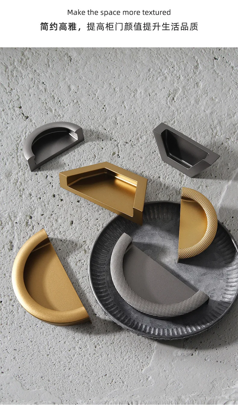 Schrankküche, versteckter Türgriff, Graugold, eingebetteter Griff, Tür, unsichtbarer Schrankgriff, versenkte Griffe, Knauf, Möbelbeschläge – Detail 10