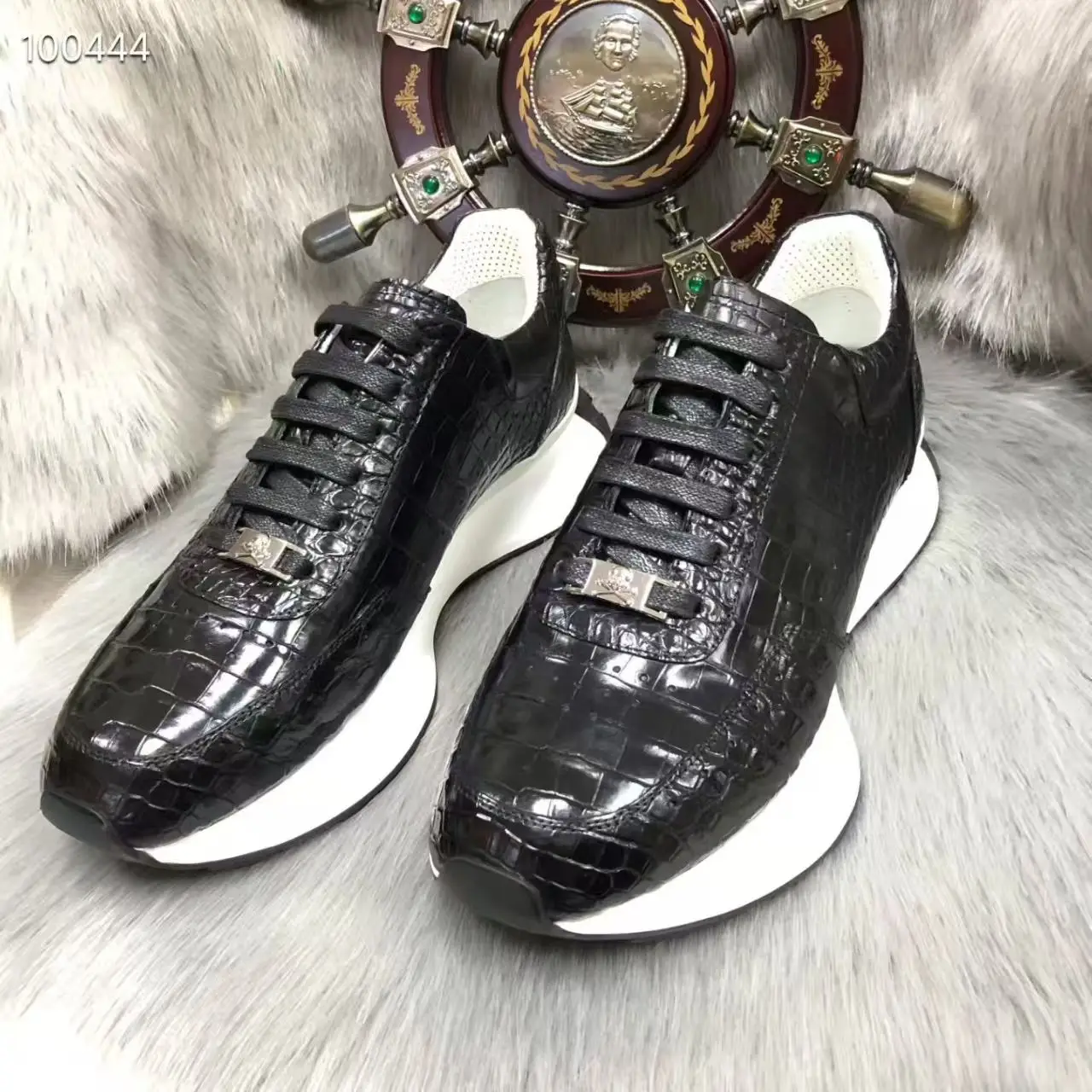 Luxury Crocodile Skin Men's Sneakers 100% Genuine Real Alligator Leather Durable Solid Top Quality Men Outdoor Sport Shoe