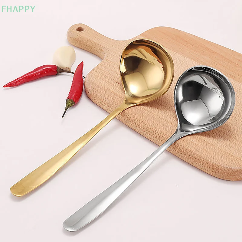 Cucchiaio rotondo a testa grande in acciaio inossidabile Net Red Golden Dinner manico lungo mescolando cucchiai da Dessert per accessori da cucina gadget