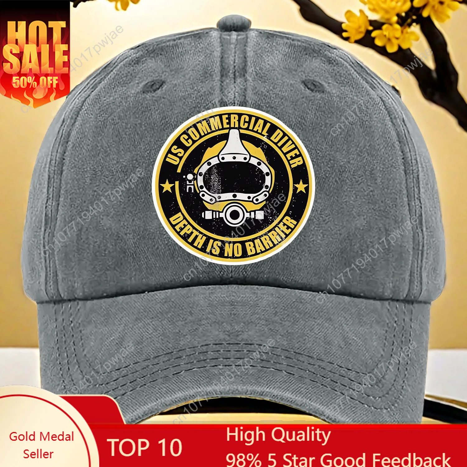 

A Fun-Themed Printed Baseball Cap Featuring "Commercial Diver", Available in Multiple Colors with an Adjustable Size An