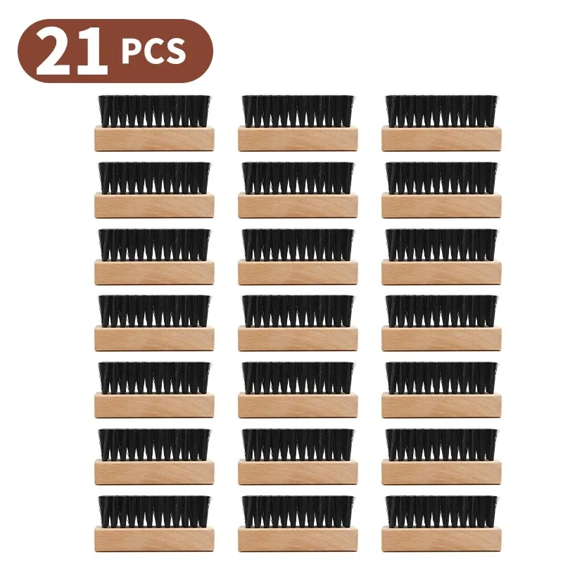 

21 шт., многофункциональный инструмент для ухода за обувью, маленькая щетка для обуви с натуральной деревянной ручкой, щетка для чистки обуви