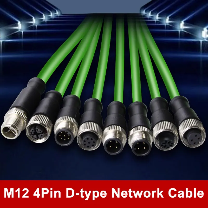 M12 4Pin D-Type to RJ45 Encoding Cable Waterproof 4-pin Industrial Grade Ethernet Network Wire 4-core D-code Sensor Line 1-20M