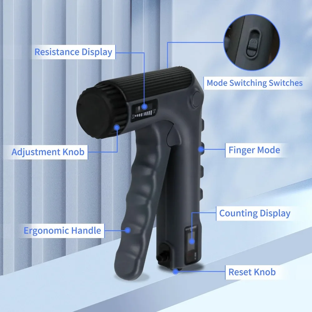 مع مدرب قوة قبضة تمرين الأصابع مع مقبض يد مقاومة متعدد الوظائف قابل للتعديل ومحمول
