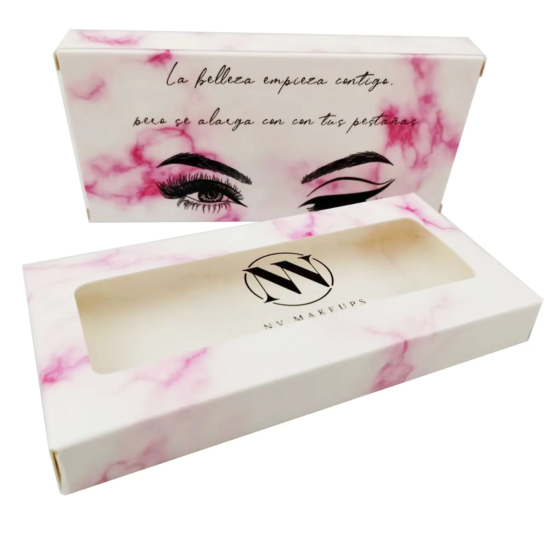 Wholesale Eyelashes Paper Box With Lash Trays Brush Tweezers Applicator For Fluffy Natural Long Wispy Strip Mink Lashes