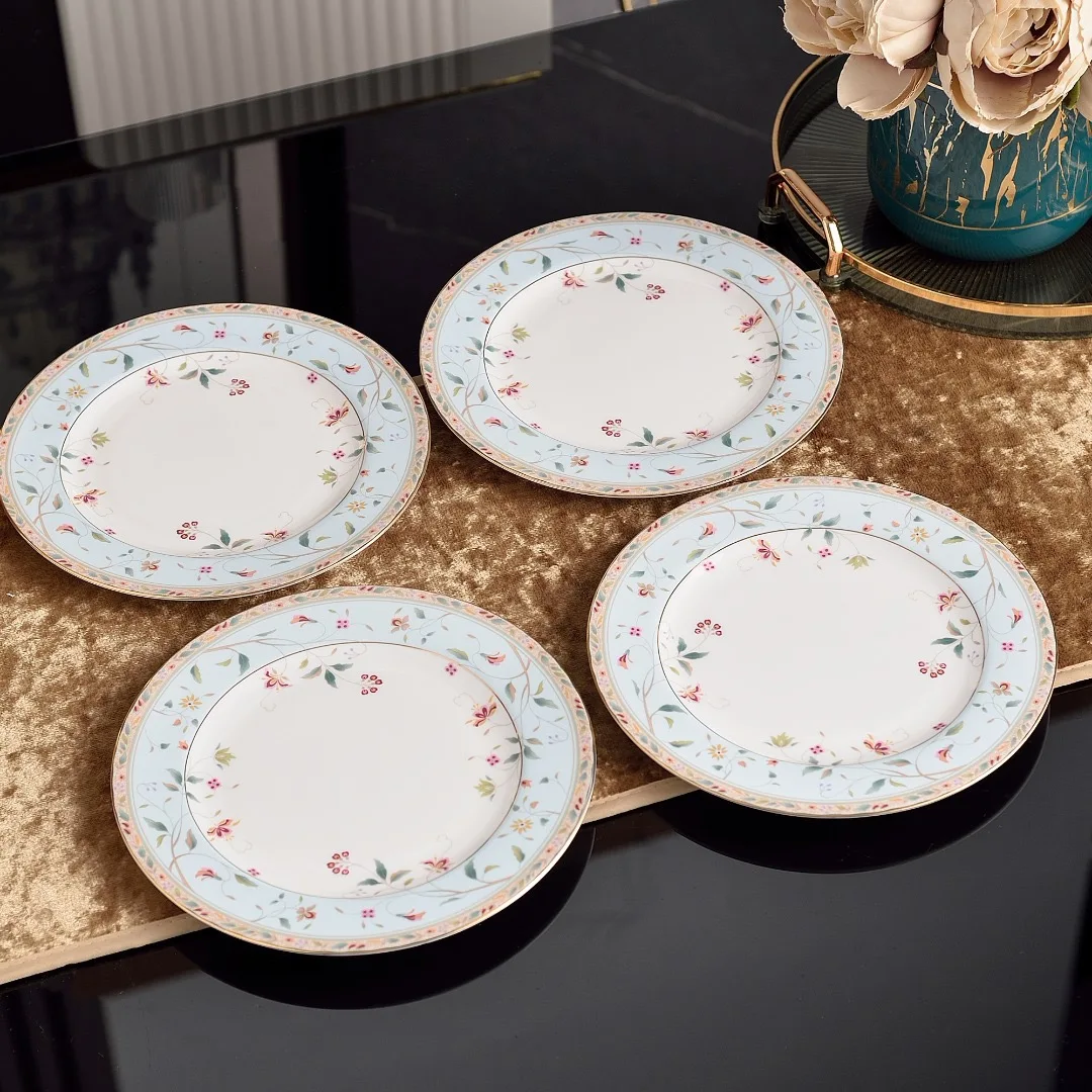 Japanese-style Bone China Floral Pretty Dish Snack Plates Disc Fish Plates Household High-end Ceramics Tableware