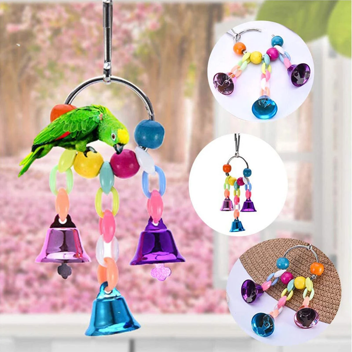 

12pcs Parrot Rattan Toys Bird Supplies Hanging Cage Bird Toys Rattan Bell String Hand Woven Parakeet Bite Molar Toys Rattan Ball