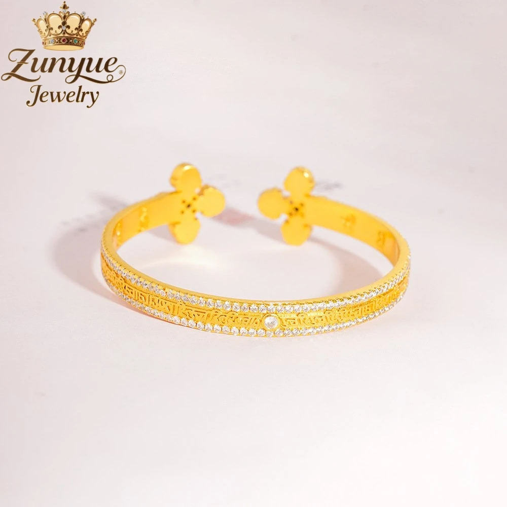 

Sand Gold Hollowed-Out Cross Vajra Bracelet Luxury Quality Jewelry Best Selling Fashion Jewelry Exquisite Elegant Charms Popular