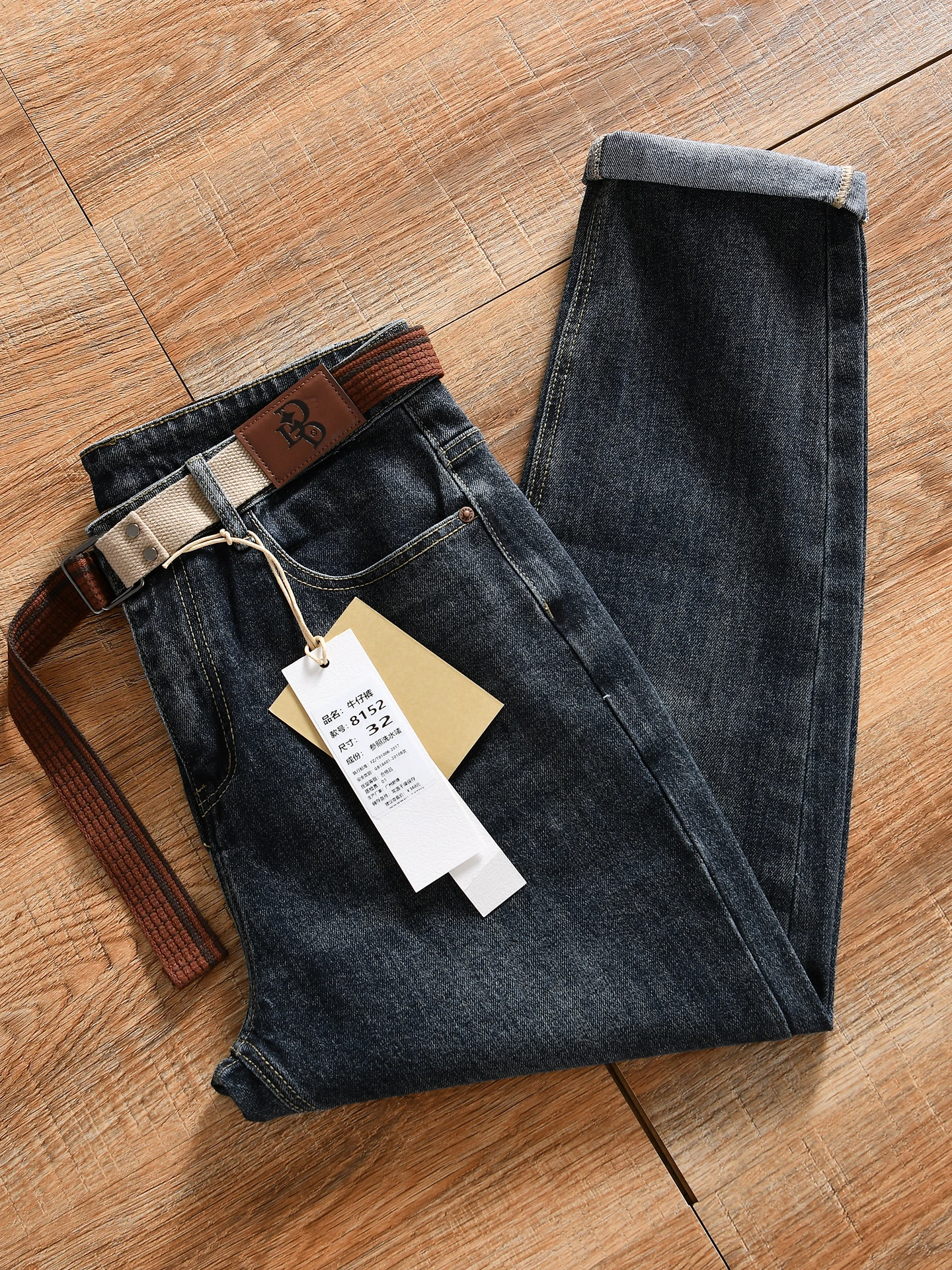 Soft Washed Vintage Men's Casual Straight Leg Jeans Autumn Fashionable All-Match Cotton Stretch Denim Comfortable Breathable