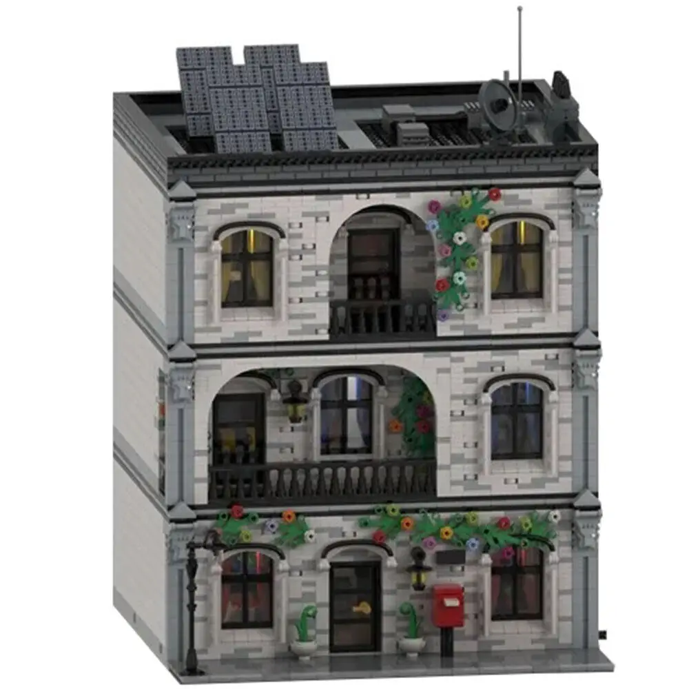 A House on 3 Floors Modular Building with Interior 5364 Pieces MOC Build