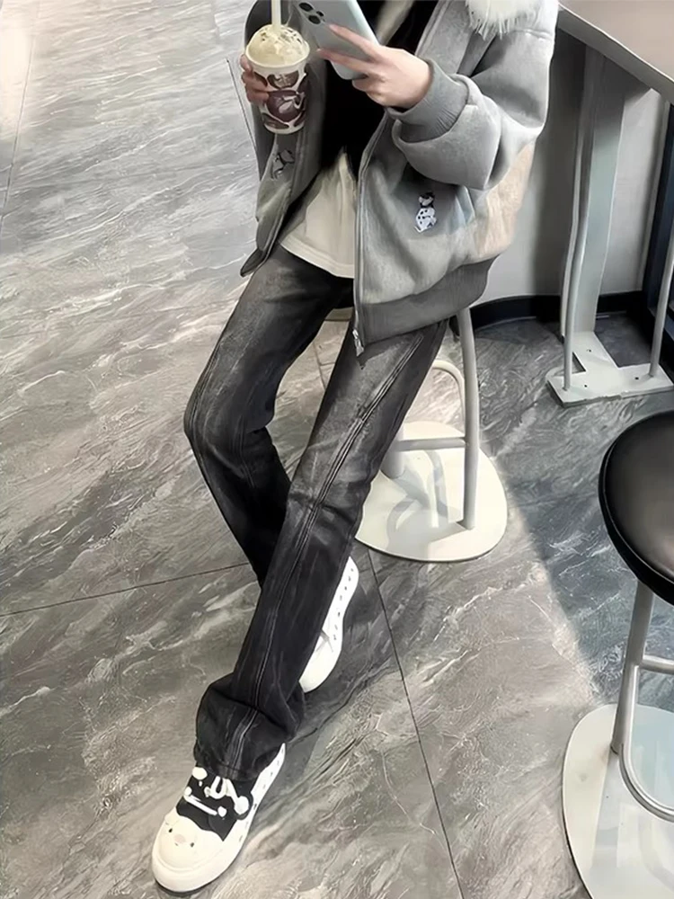 

Мужские джинсы Bla Lightning Stripe с диагональным кроем, высокой талией, прямым кроем и облегающим силуэтом, износостойкие, для повседневной носки