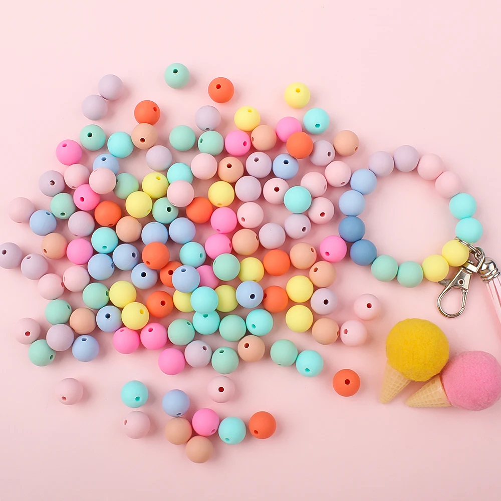 20/50/100/500/1000Pcs/Lot 9MM Silicone Round Focal Beads For Jewelry Making DIY Beaded Pen Necklace Food Grade Accessories