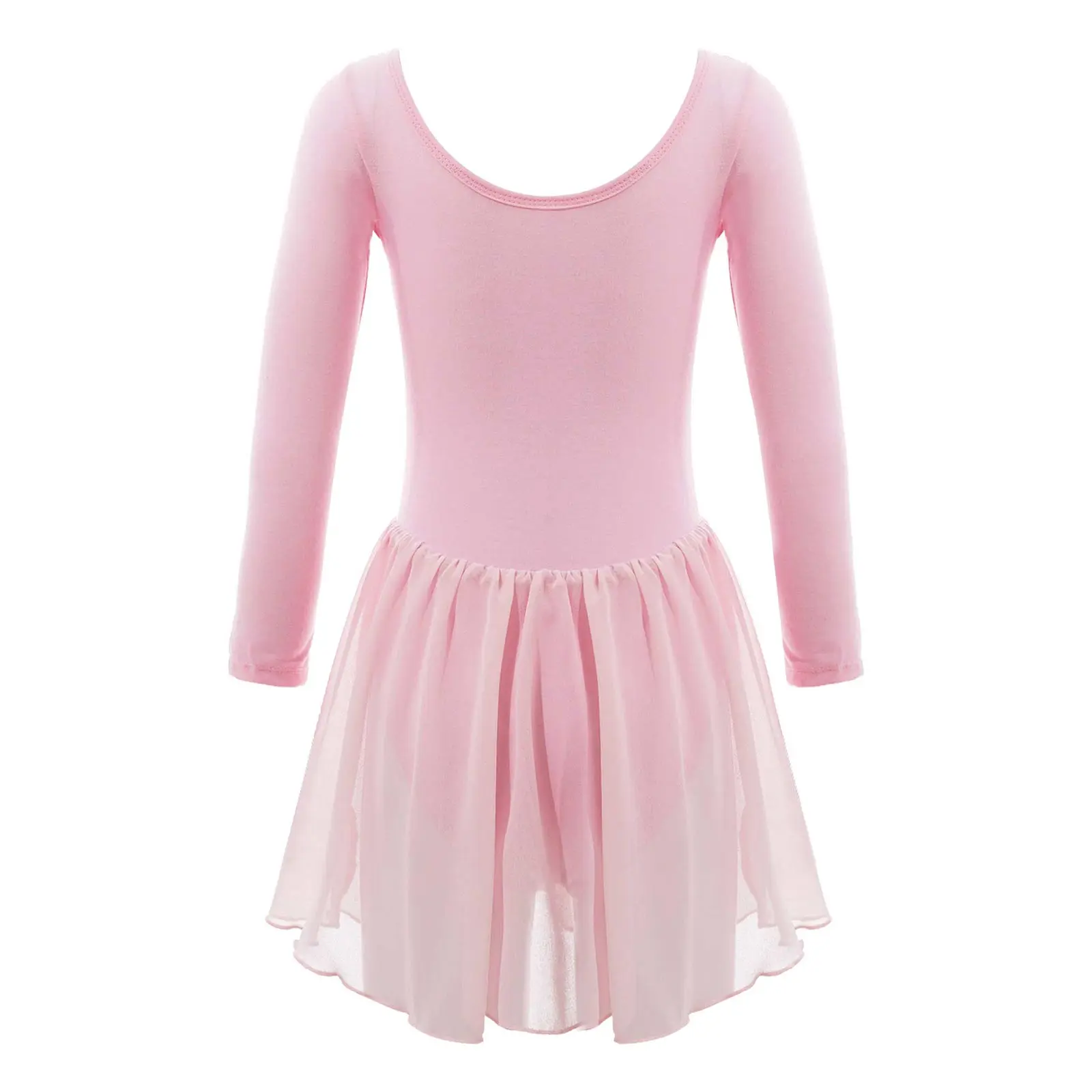 Kid Girls Long Sleeve Tutu Ballet Dance Leotard Dress Gymnastics Ballerina Performance Dancewear Ballet Class Bassic Clothes