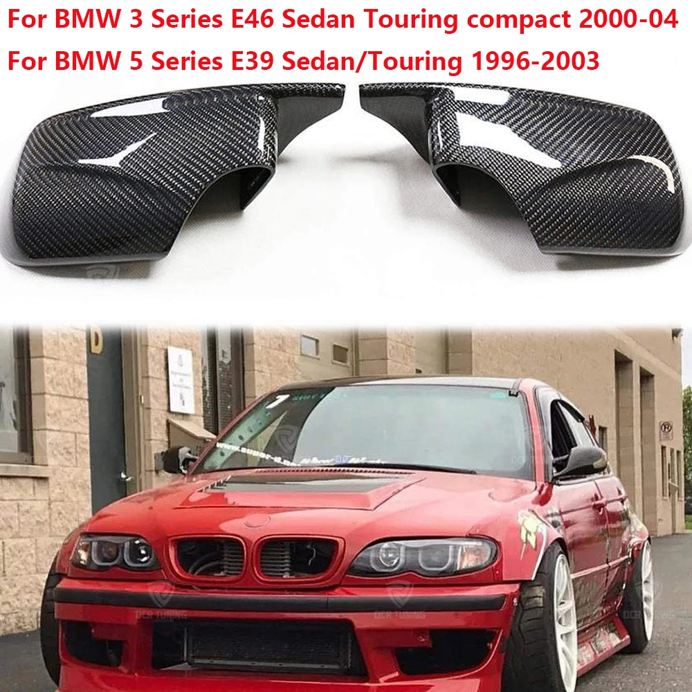 

ABS Side Mirror Cover Caps Replacement For BMW 3 Series E46 Sedan Touring compact 2000-2004 5 Series E39 Sedan/Touring 1996-2003