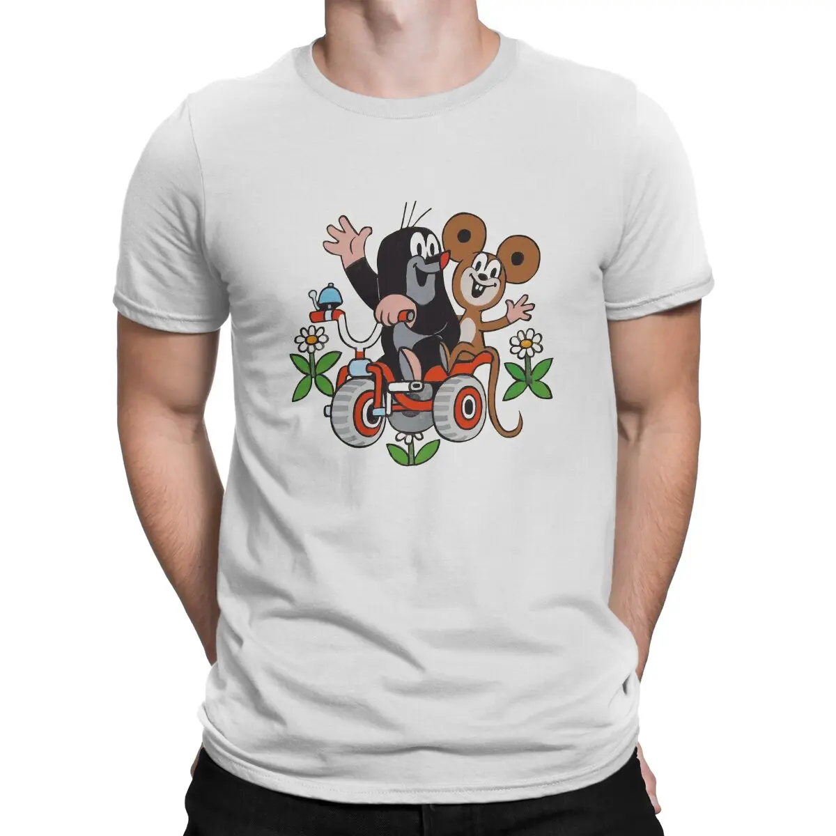 Krtek The Mole Ride a Bike T Shirt Goth Men Tees Summer Clothing Harajuku Crewneck TShirt