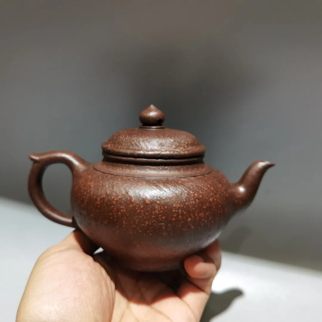 6 "الصينية ييشينغ الأرجواني الطين إبريق الشاي الوجه المبتسم زهر الكرز وعاء غلاية مسطحة جمع الثروة زخرفة غلاية إبريق الشاي حفل الشاي