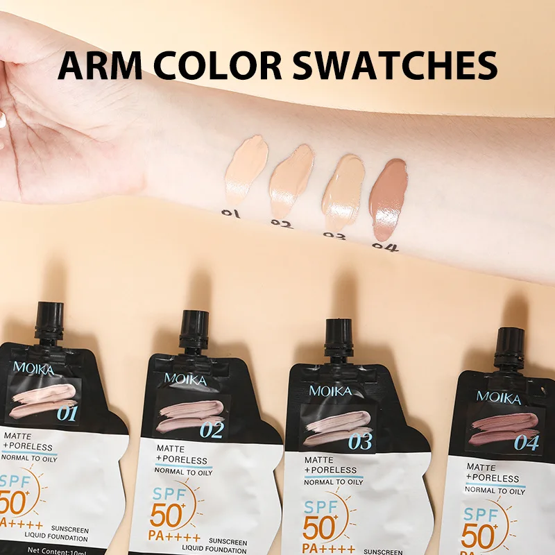 Flüssige Grundierung in 10-teiligen Beuteln für flüssige Concealer nicht flammend wasserdichte unsichtbare Poren Sonnenschutz flüssige Grundierung Großhandel