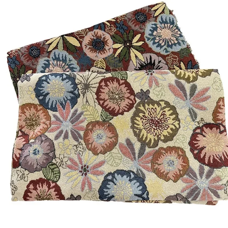 

Woven Circle Flower Jacquard Fabric Pastoral Style Clothing Tablecloth Home Textile Luggage Bag Diy Sewing Fabric