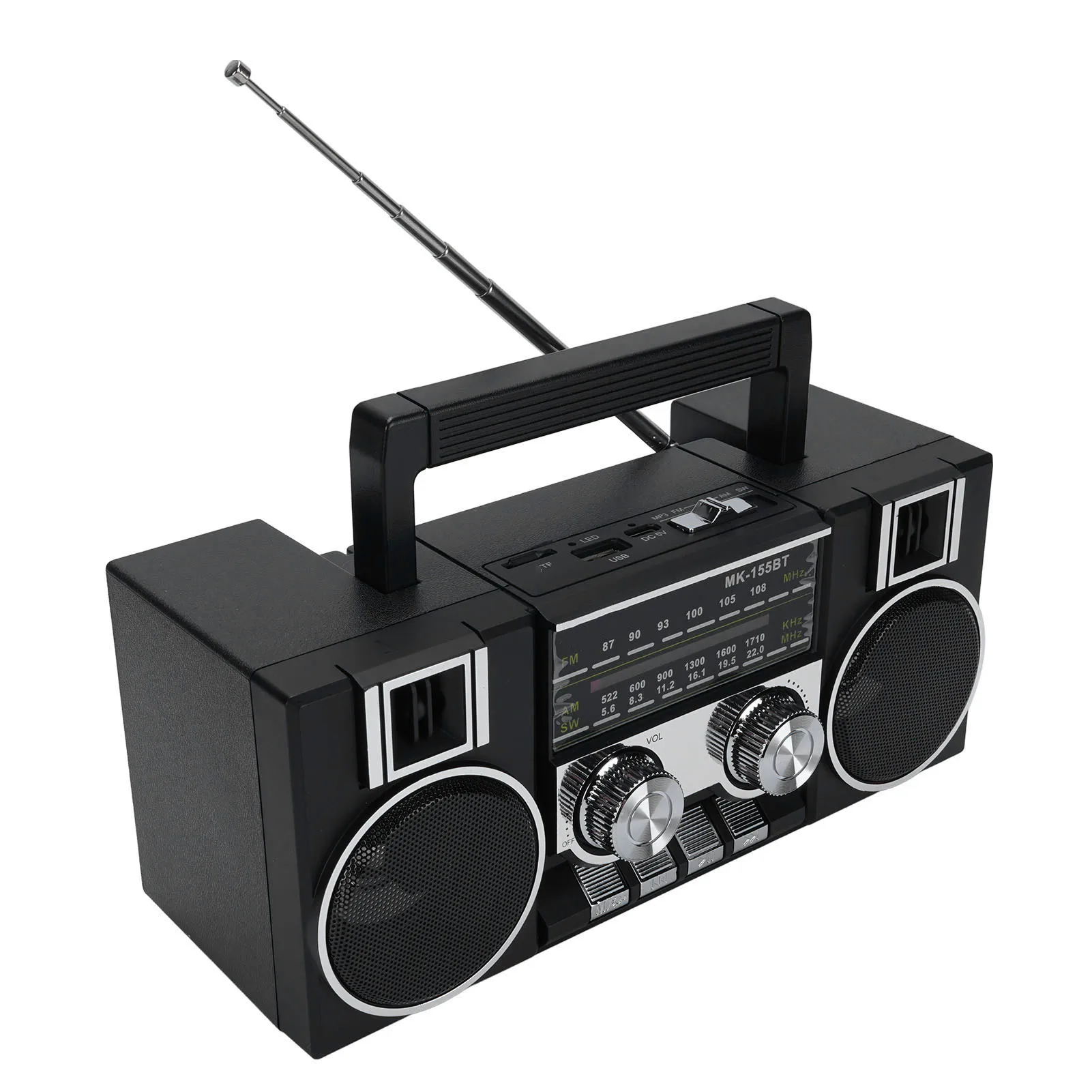FM AM SW Радио с RGB Bluetooth-динамиком 1200 мАч Перезаряжаемая батарея Портативное портативное цифровое радио для дома и улицы