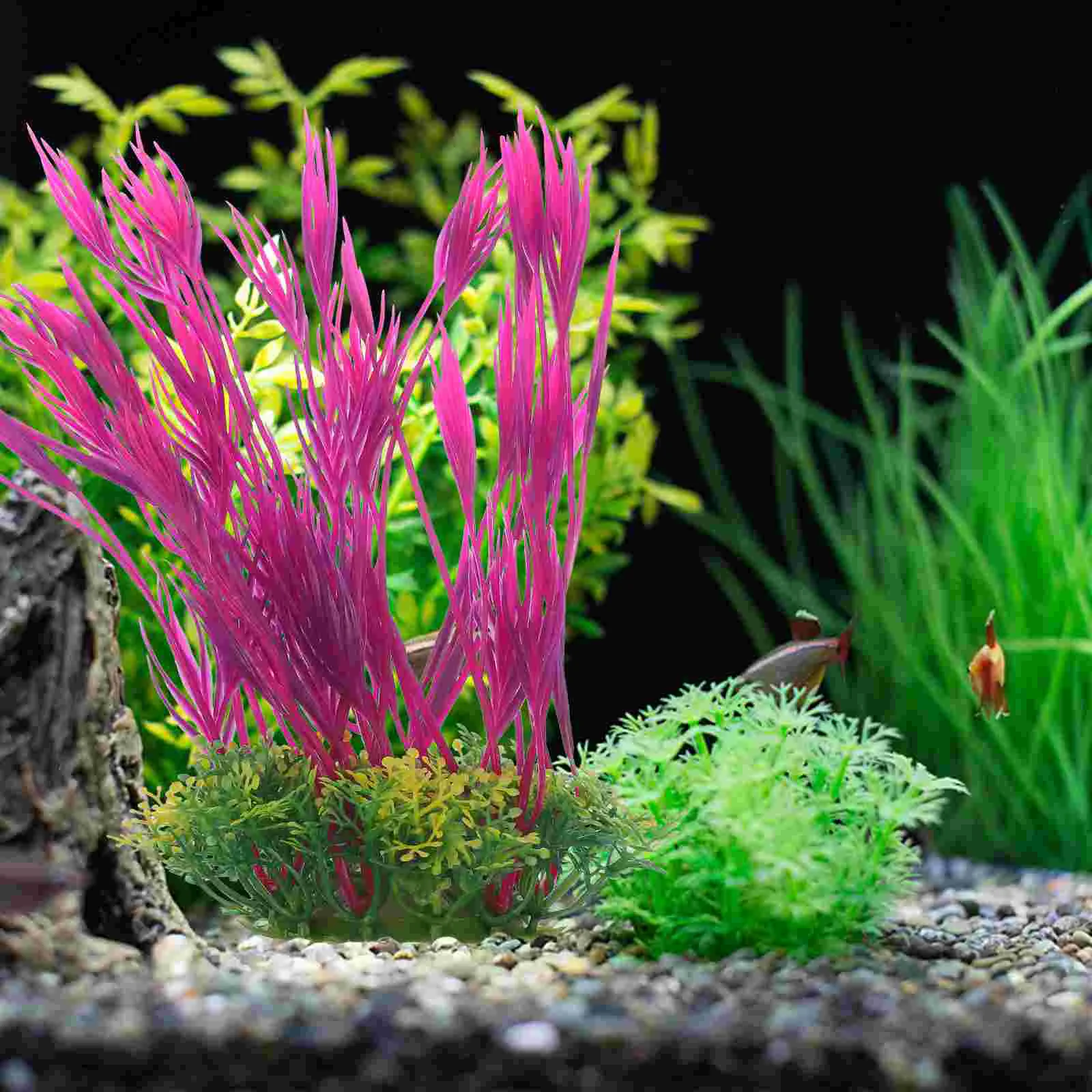 2 Pcs Aquarium Landscaping Artificial Plants Small Fish Tank Decorations for Aquatic Plastic Desktop Grass Compact