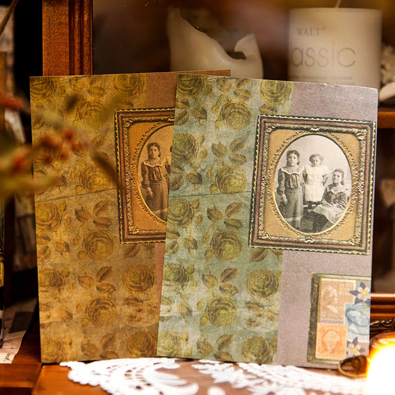 Yoofun 100 sheets Vintage Message Material Paper Dual-material Creative Collage Junk Journal Scrapbooking Decorative Memo Pad