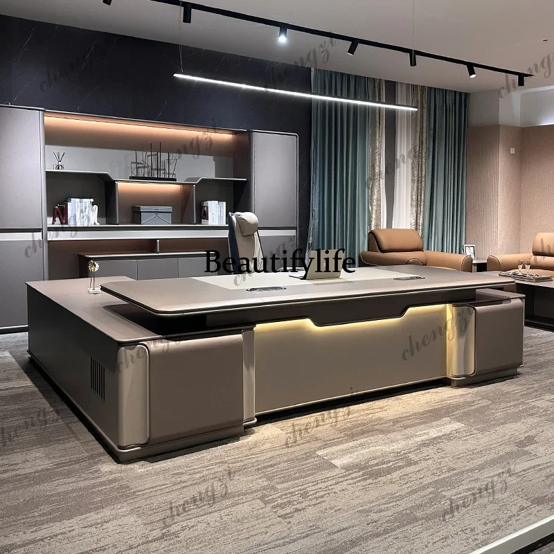 C139 Brown Wooden Executive Office Desk Big Strong Luxury Standing Office Desks Drawers Modern Escritorios Work Station Table