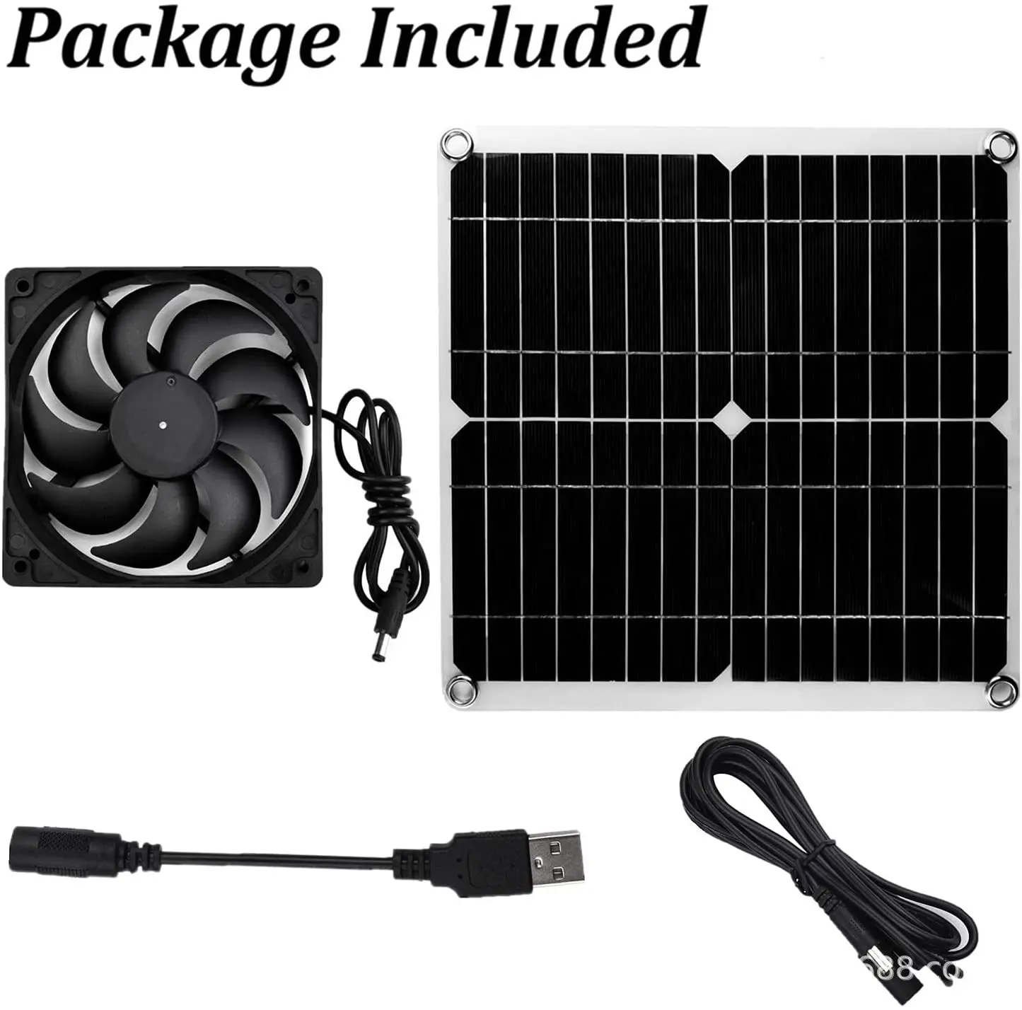 Kit Painel Solar Cristal único, Exaustor, Portátil ao ar livre, 20W