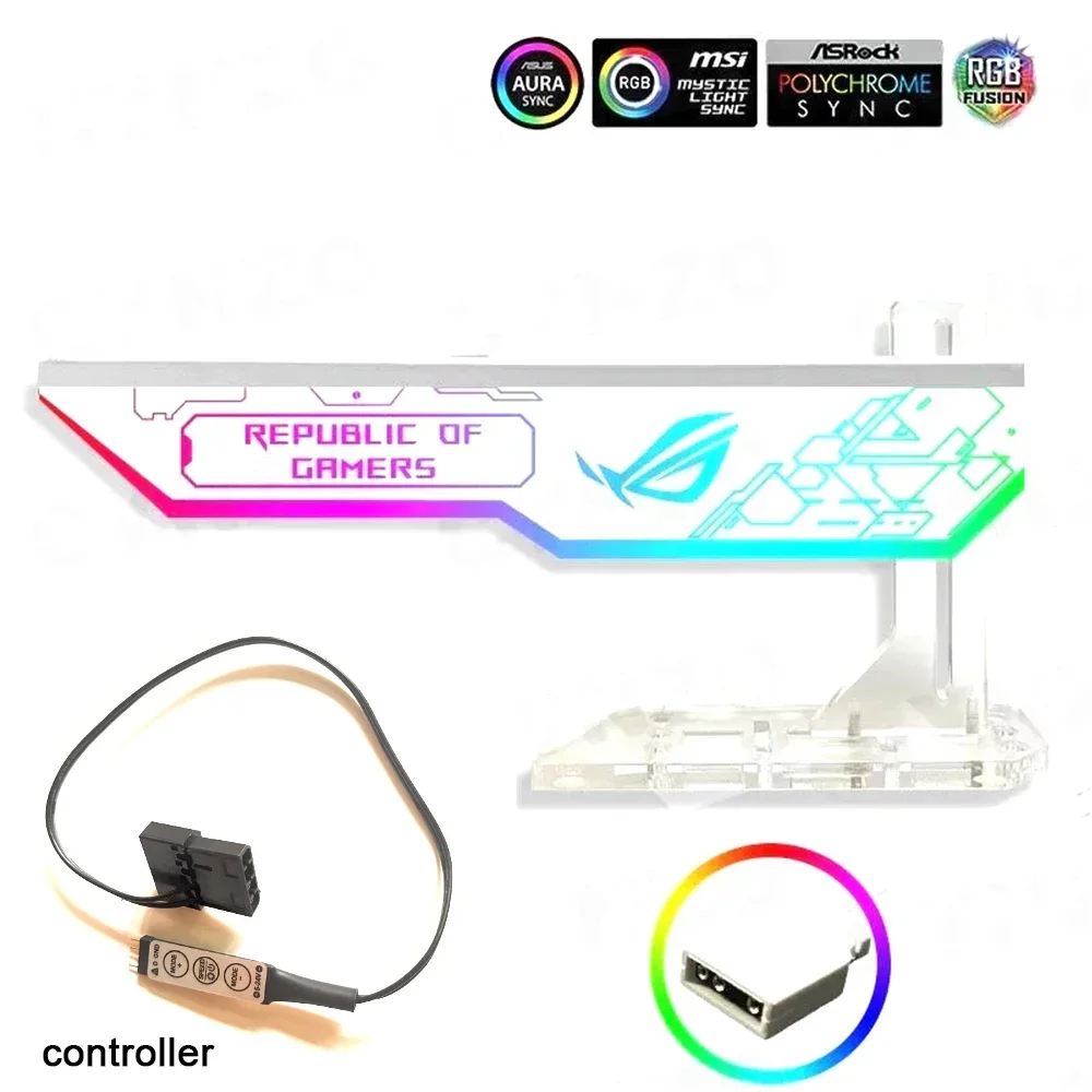 MOD VGA Holder,4090 3090 Graphics Card Bracket 5V 3pin ARGB AURA SYNC 3080 3070 GPU Support Customzable Gamer Cabinet Decoration