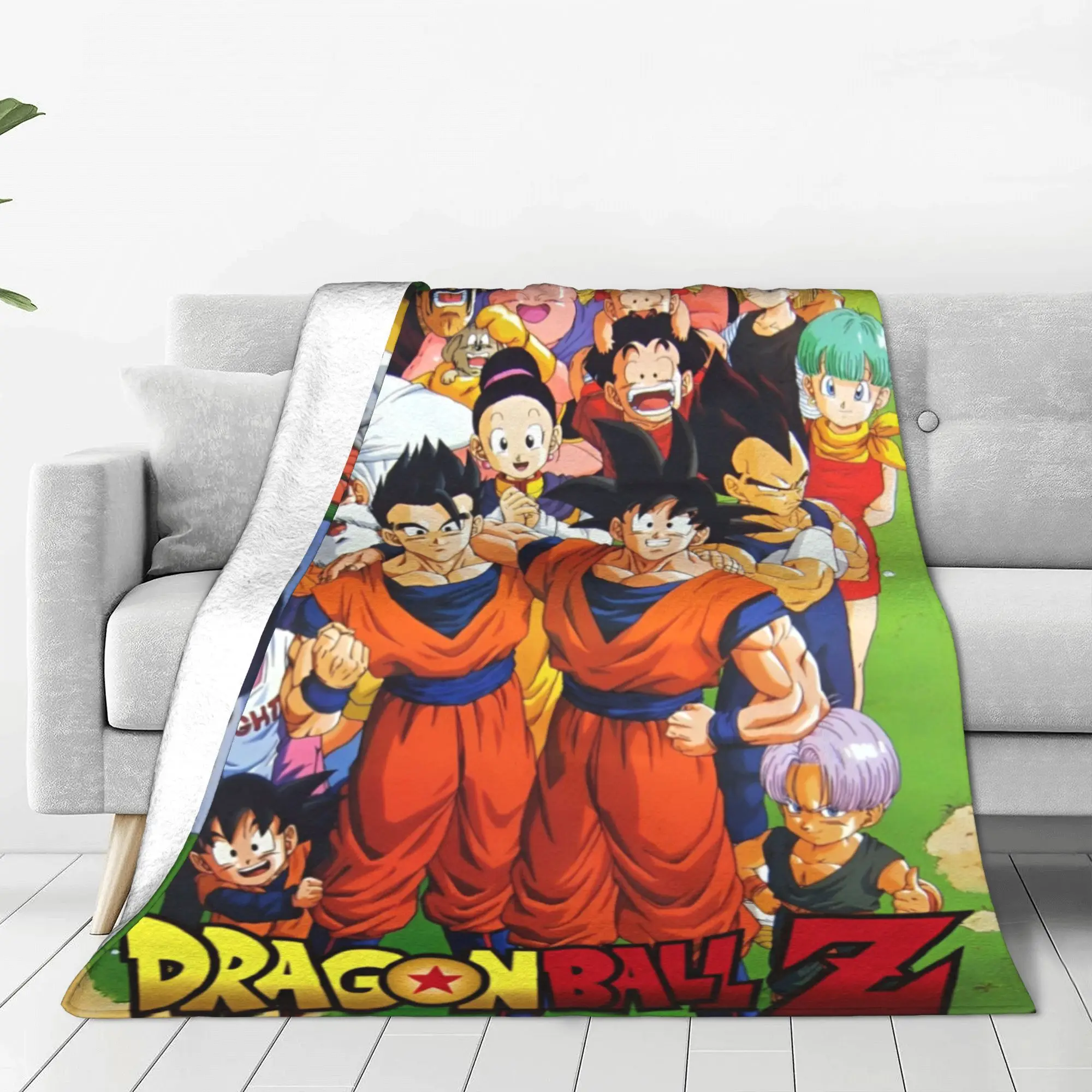 D-Dragon-Ball Japan Cartoon Knitted Blankets Flannel Son Goku Anime Ultra-Soft Throw Blanket for Outdoor Throws Plush Thin Quilt