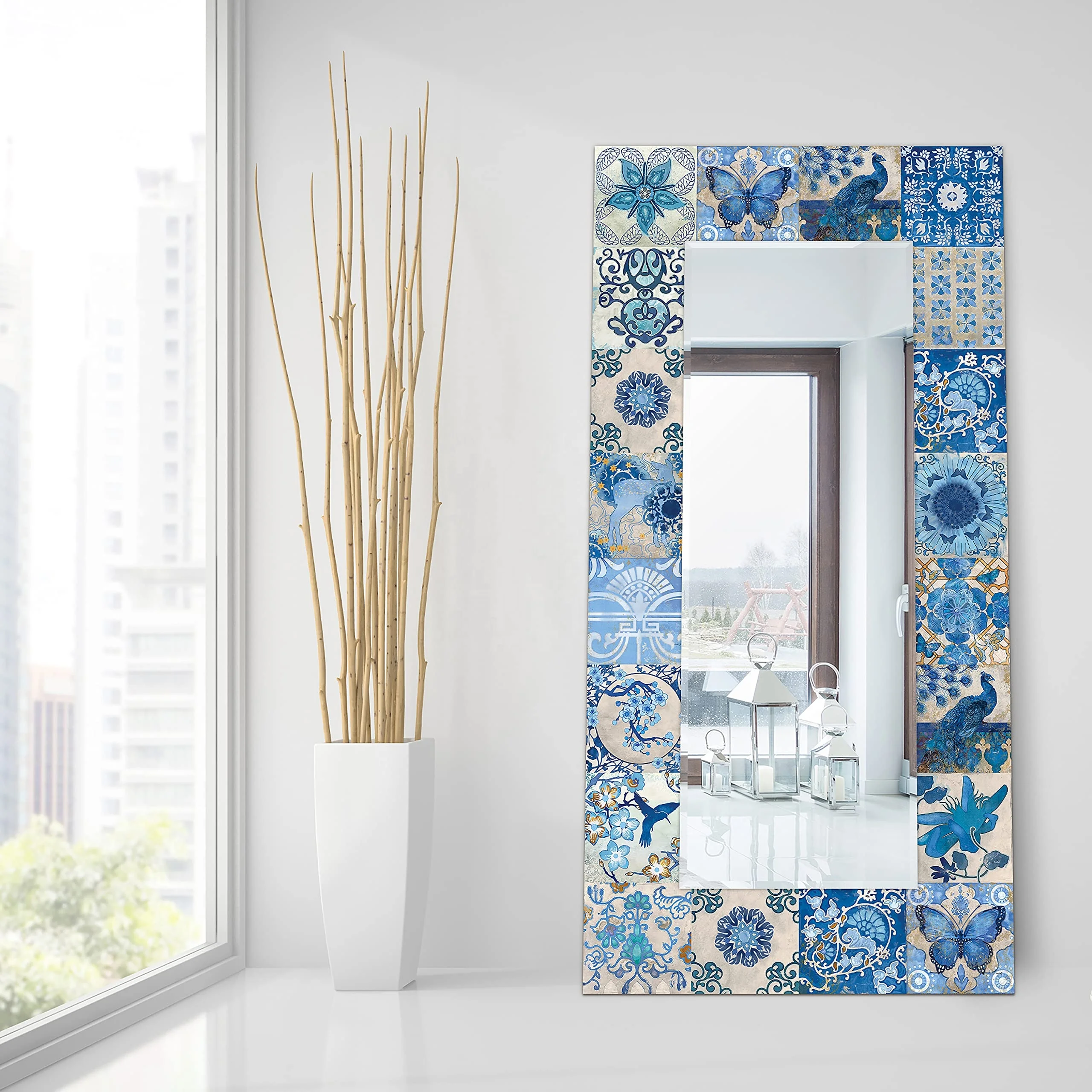 Decoration wall mirror with print glass frame personalized bathroom mirror large floor standing mirrors for living room