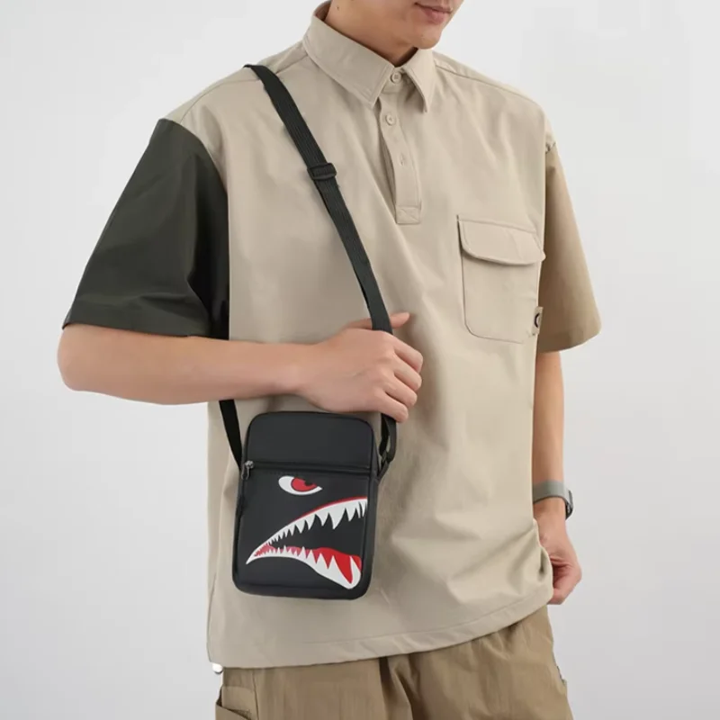 Men's Casual Oxford Crossbody Bag Unisex Travel Phone Pouch Chest Waist Bag with Adjustable Strap