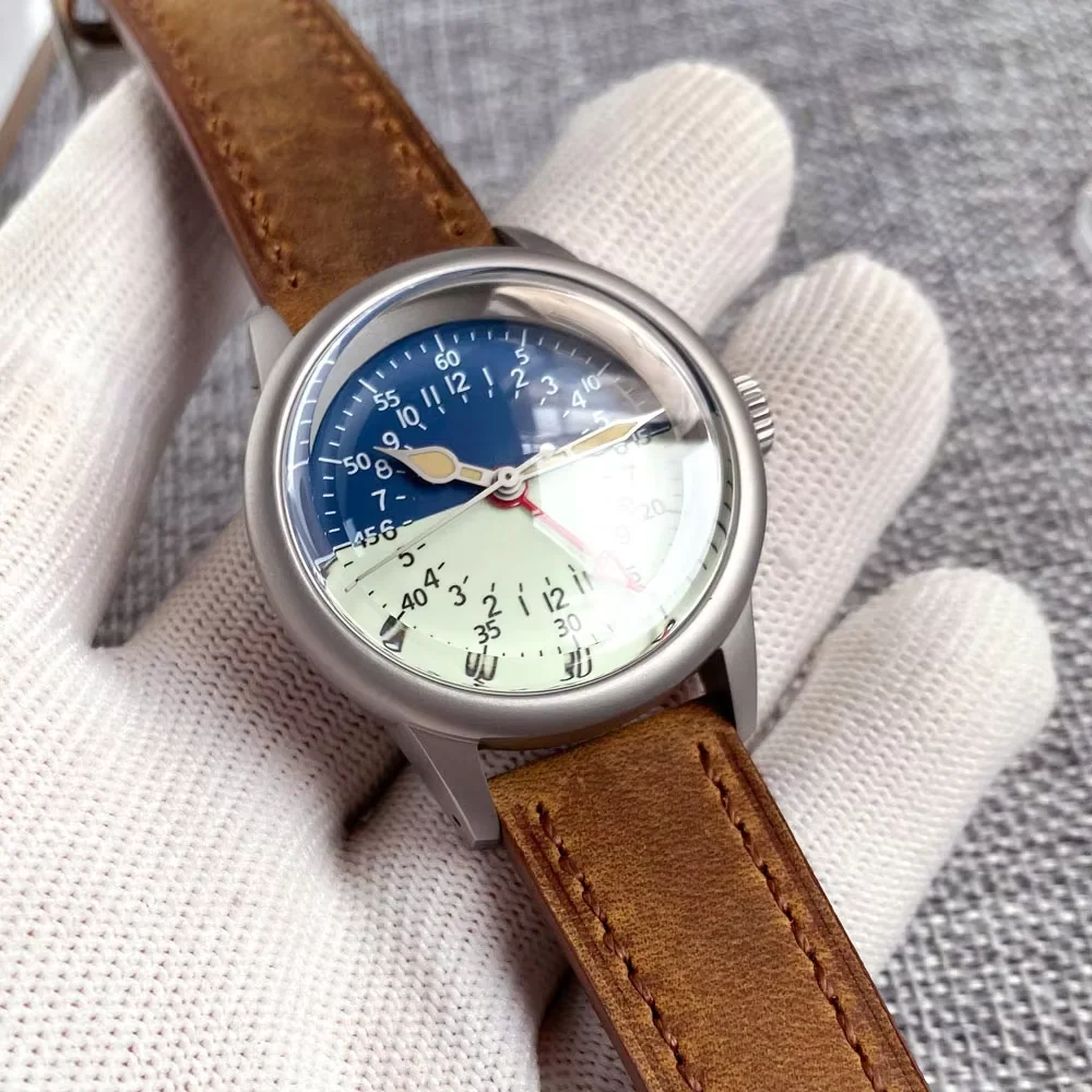 مزدوجة القبة الياقوت العسكرية الرملي 36 مللي متر ريترو 200 متر مقاوم للماء الرجال التلقائي NH34 GMT ساعات آلية مضيئة الهاتفي