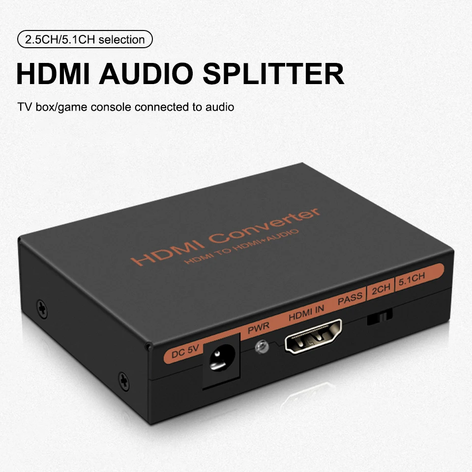 

HDMI Audio Extractor 1080p@60HZ,HDMI 1IN 1 OUT Audio Converter,HDMI to HDMI + Optical SPDIF + 3.5 mm RCA R/L Audio Output